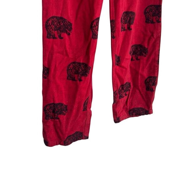 Flyshacker Bear Print Fleece Cotton Pajama Pants Red Size XS - Picture 4 of 7